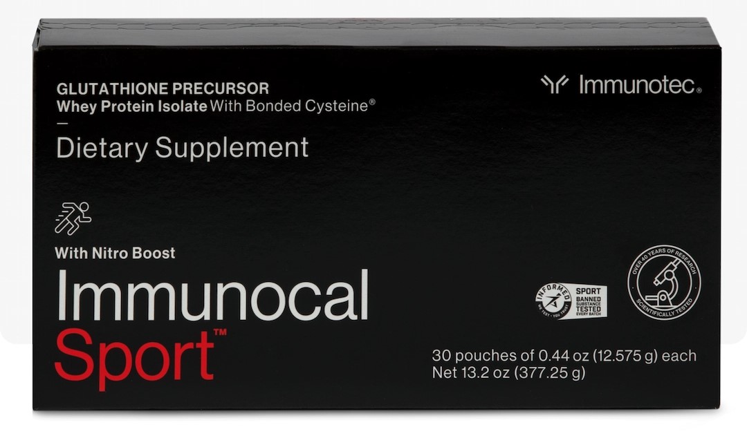 Producto Immunocal® Sport de Immunotec, precursor de glutatión potenciado con Nitro Boost.